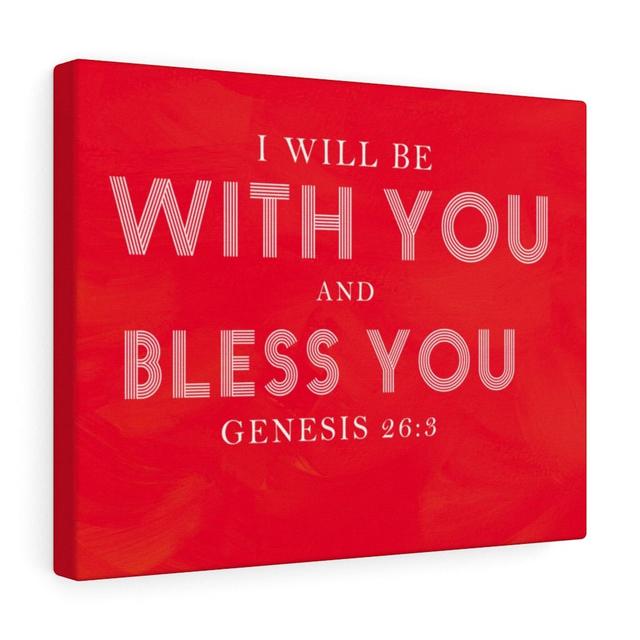 I Will Be with You Genesis 26:3 - Wrapped Canvas Typography Blue Elephant Size: 30cm H x 41cm W on Productcaster.