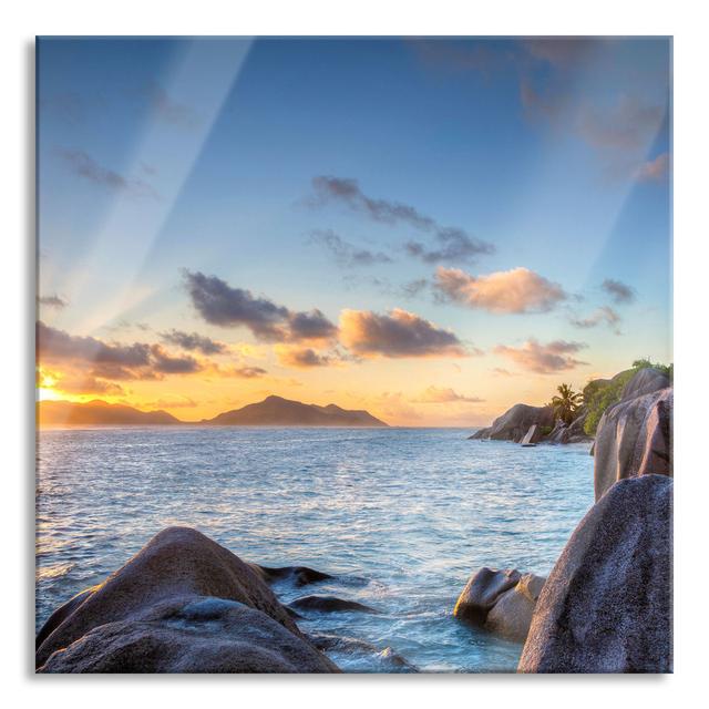 Seychelles Sunset - Unframed Photograph on Glass Highland Dunes Size: 80cm H x 80cm W x 0.4cm D on Productcaster.