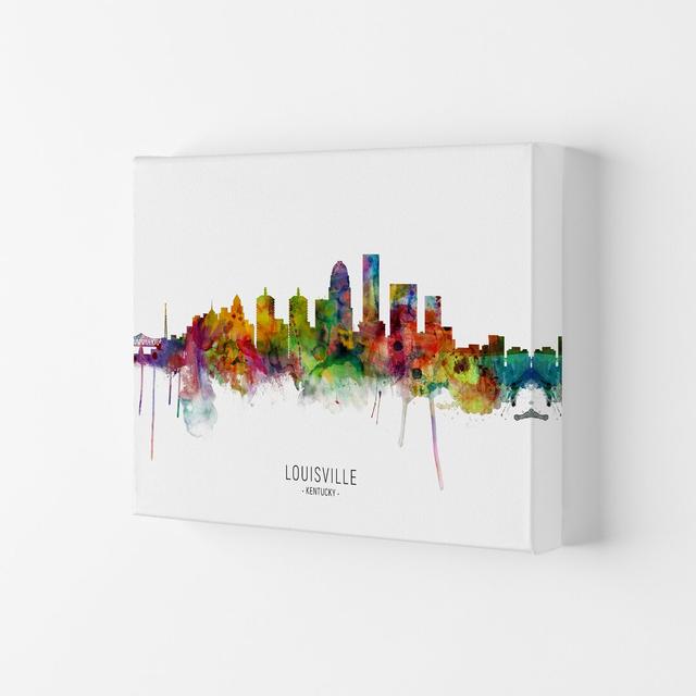 Louisville Kentucky Skyline by Michael Tompsett - Graphic Art Ebern Designs Size: 42cm H x 59.4cm W x 4cm D, Format: Wrapped Canvas on Productcaster.