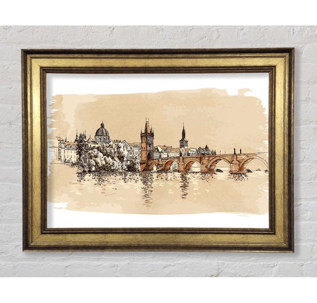 Charles Bridge Watercolour - Single Picture Frame Art Prints Bright Star Size: 100cm H x 141.4cm W x 8cm D on Productcaster.