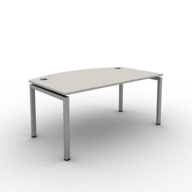 Grazian Desk Ebern Designs Top Colour: Dove Grey, Size: 73cm H x 180 cm W x 100cm D, Frame Colour: Silver on Productcaster.