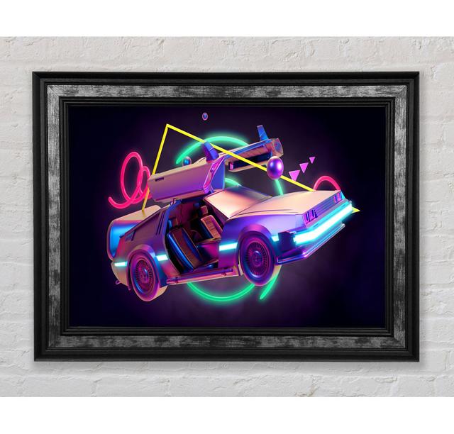 Delorean Car Neon - Single Picture Frame Art Prints Bright Star Size: 42cm H x 59.7cm W x 8cm D on Productcaster.