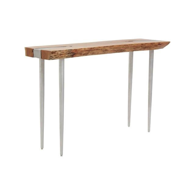 Lea Console Table Borough Wharf Table Top Colour: Acacia , Table Base Colour: Silver on Productcaster.