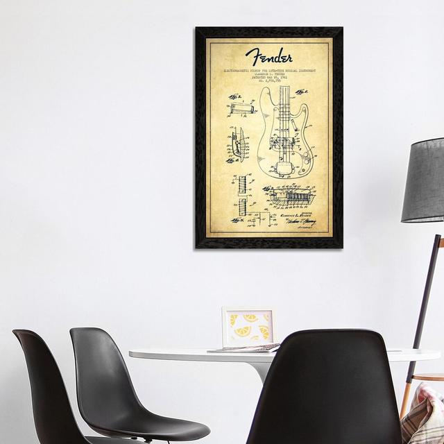 Guitar Vintage Patent Blueprint by Aged Pixel - Floater Frame Print on Canvas Williston Forge Frame Option: Black Framed, Size: 66.04cm H x 45.72cm W on Productcaster.