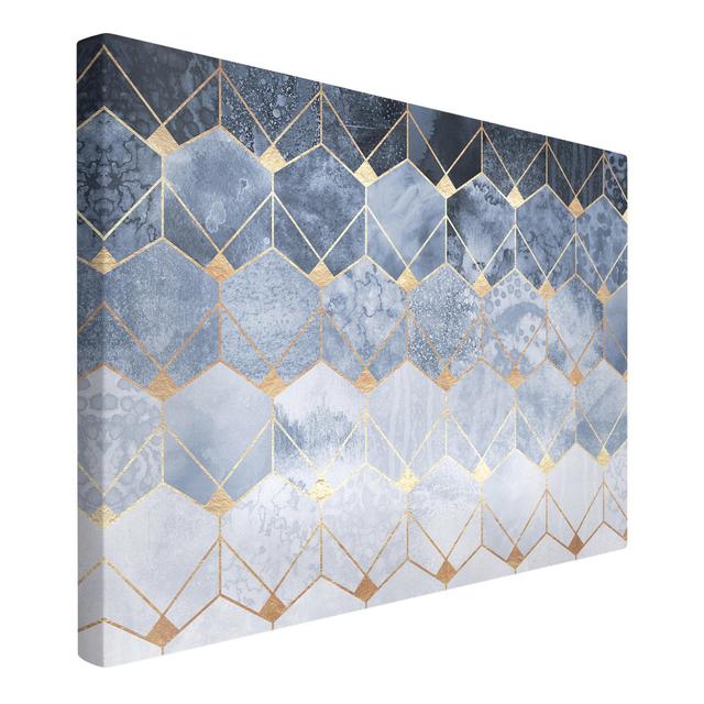 Leinwandbild Blaue Geometrie Goldenes Art Deco Corrigan Studio Format: 260g/m² Canvas, Größe: 40 cm H x 60 cm B on Productcaster.