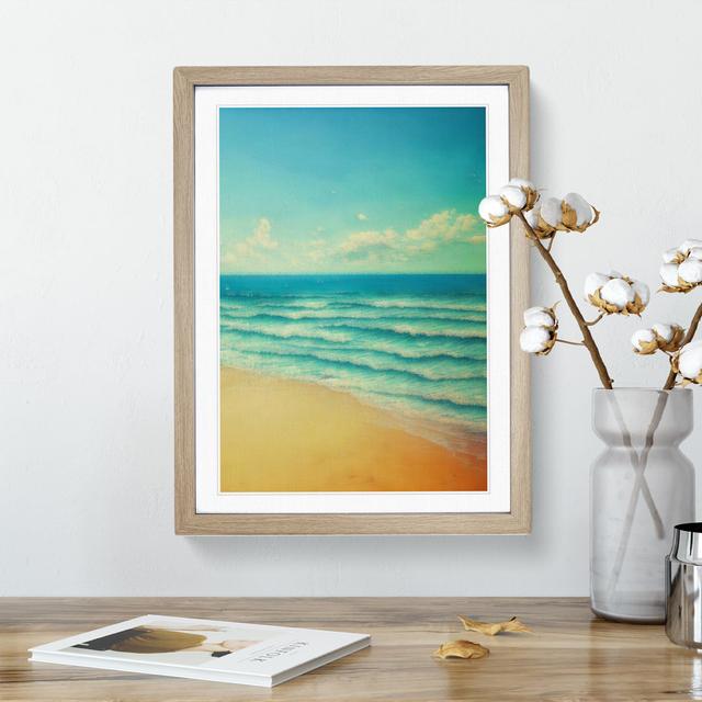 Waves Lapping The Beach House of Hampton Format: Oak Framed, Size: 64cm H x 46cm W on Productcaster.