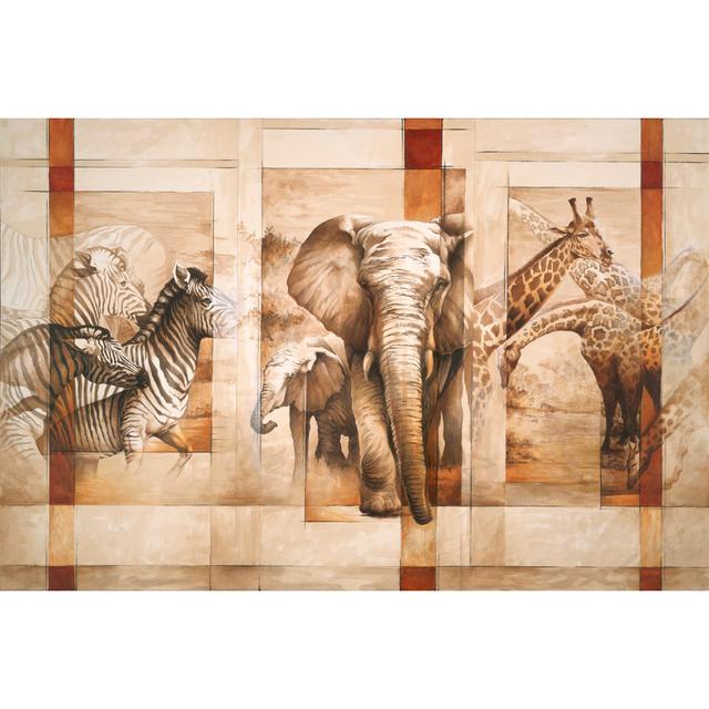 African Animals with Warm Stripes - Wrapped Canvas Art Prints Latitude Vive Size: 30cm H x 46cm W on Productcaster.