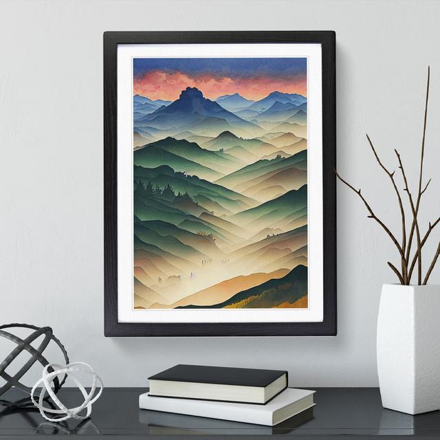 Misty Mountain Landscape - Picture Frame Painting Alpen Home Frame Colour: Black, Size: 34cm H x 25cm W x 2cm D on Productcaster.