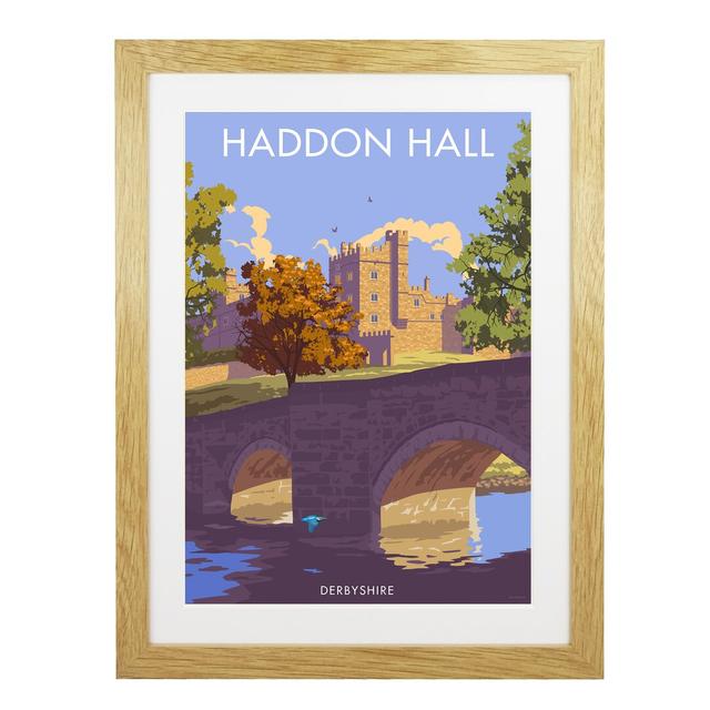 Haddon Hall Derbyshire - Graphic Art Print 17 Stories Size: 40cm H x 30cm W x 3cm D, Frame Option: Oak Framed on Productcaster.