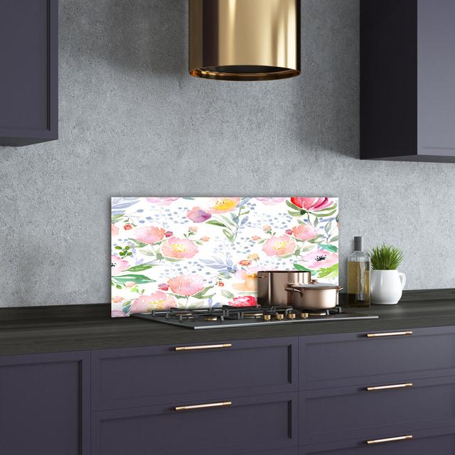 Splashback - Backsplash - Cooker Hob Wall Splashback - Kitchen Wall Panels - Heat Resistant - Toughened/Tempered Safety Real Glass - 100X50cm - Flower on Productcaster.