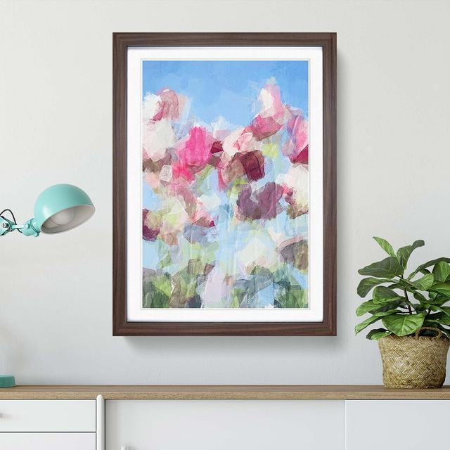 Pink & White Tulip Flowers in Abstract - Picture Frame Painting Print East Urban Home Frame Option: Walnut, Size: 50cm H x 35cm W x 2cm D on Productcaster.