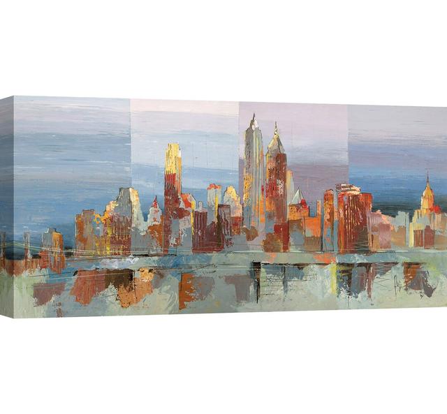 New York Abstraction by Luigi Florio - Wrapped Canvas Painting Ebern Designs Size: 70cm H x 140cm W x 4cm D on Productcaster.