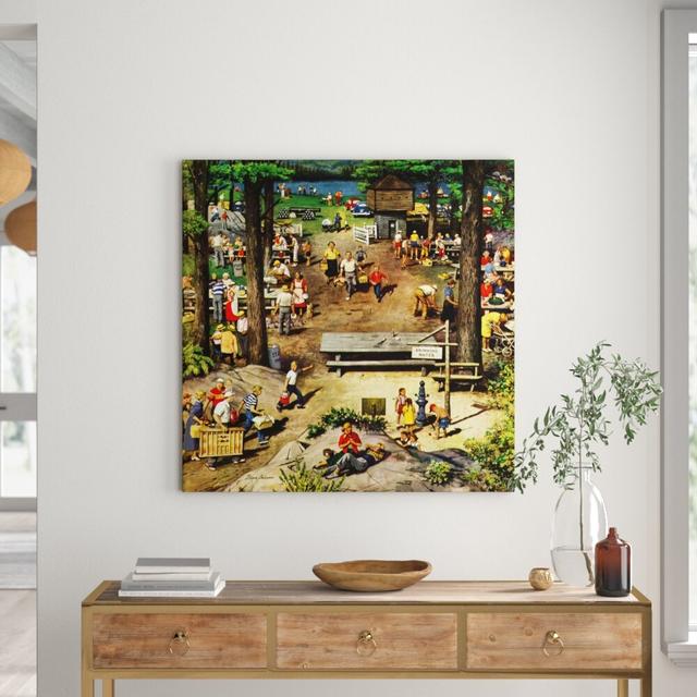 Labor Day Picnic Art Print Wrapped on Canvas East Urban Home Size: 101cm H x 101cm W x 3.81cm D on Productcaster.