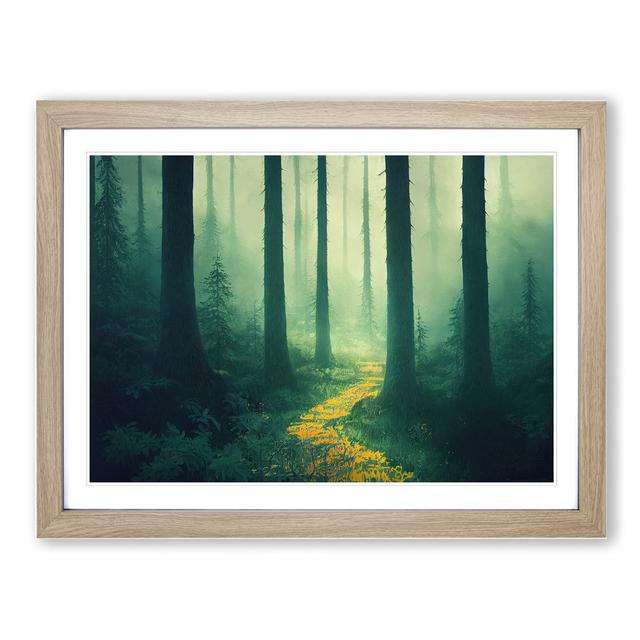 Cool Summer Forest - Picture Frame Graphic Art Alpen Home Size: 25cm H x 34cm W x 2cm D, Frame Colour: Oak Framed on Productcaster.