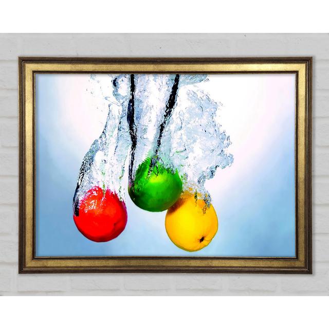 Fruit Trio Splash - Einzelner Bilderrahmen Kunstdrucke 17 Stories Größe: 84,1 cm H x 118,9 cm B x 1,5 cm T on Productcaster.