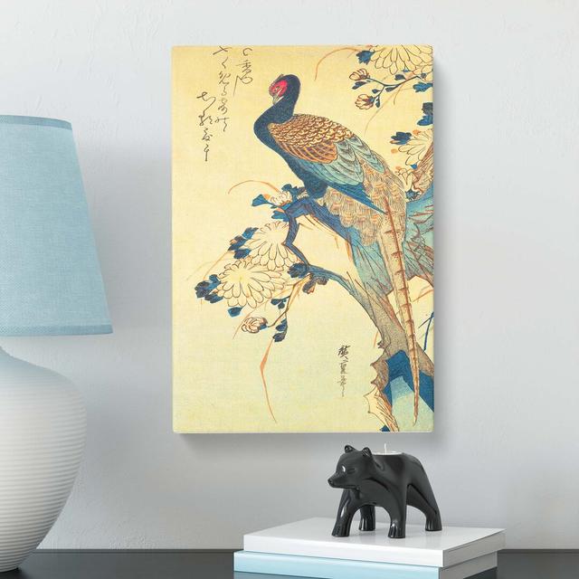 Pheasant And Chrysanthemums by Utagawa Hiroshige - Wrapped Canvas Print East Urban Home Size: 60cm H x 40cm W x 3cm D on Productcaster.