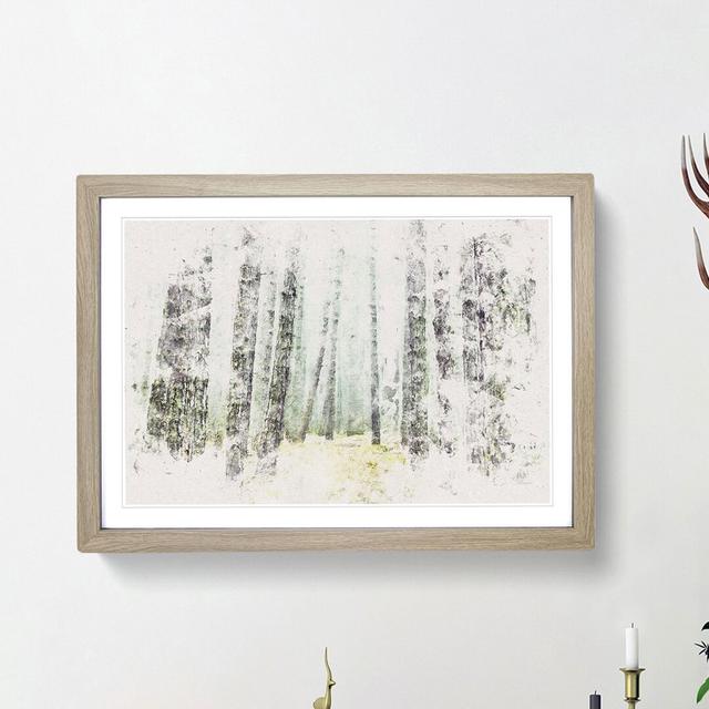 View Of A Pine Tree Forest Watercolour - Single Picture Frame Print on MDF East Urban Home Frame Option: Oak Framed, Size: 40cm H x 60cm W x 2cm D on Productcaster.