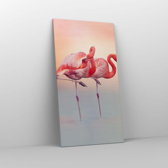 Flamingos Exoticism Birds - Wrapped Canvas Photograph Bay Isle Home Size: 120cm H x 65cm W on Productcaster.