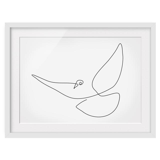 Dove Line Art - Picture Frame Drawing Rosalind Wheeler Size: 70cm H x 100cm W x 2cm D, Frame Option: White Framed on Productcaster.