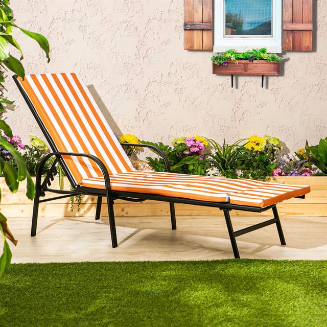 Harbour Housewares - Sussex Sun Lounger & Cushion Set (Set of 2) Harbour Housewares Colour (Fabric): Terracotta on Productcaster.