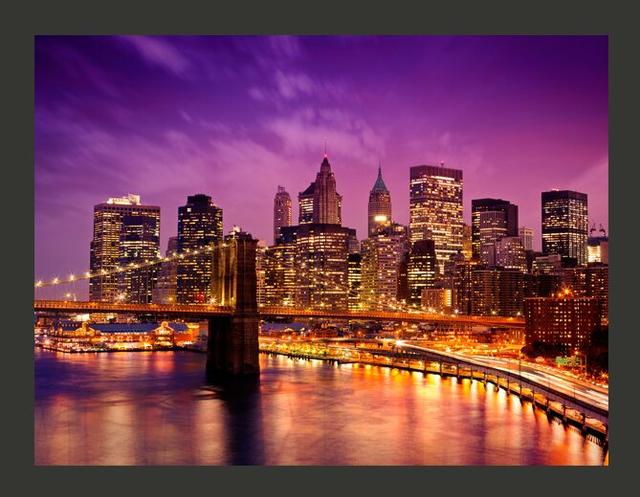 Brooklyn Bridge and Manhattan at Night 3.09m x 400cm Wallpaper East Urban Home Size: 250 cm x 193 cm on Productcaster.