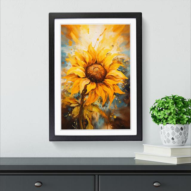 Sunflower Gestural - Single Picture Frame Art Prints on Wood Brambly Cottage Size: 46cm H x 34cm W x 2cm D, Frame Colour: Black on Productcaster.