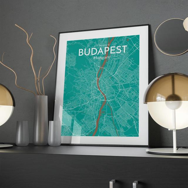 Budapest City Map In Nature - No Frame Print Borough Wharf Size: 24cm H x 18cm W x 0.05cm D on Productcaster.