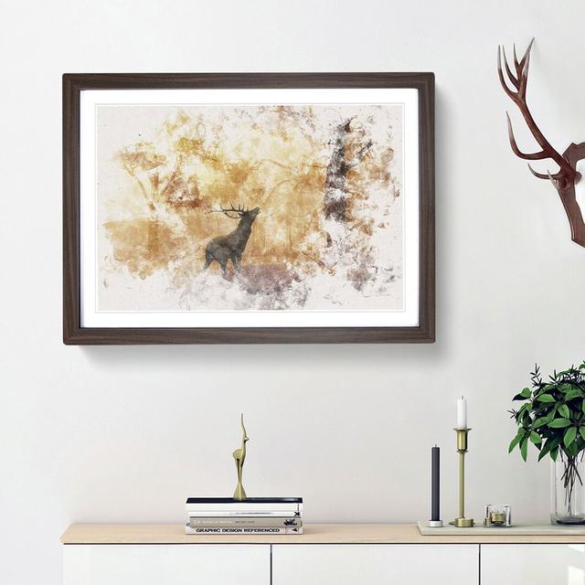 Deer Stag In An Autumn Forest - Single Picture Frame Painting on MDF East Urban Home Frame Option: Walnut Framed, Size: 24cm H x 33cm W x 2cm D on Productcaster.