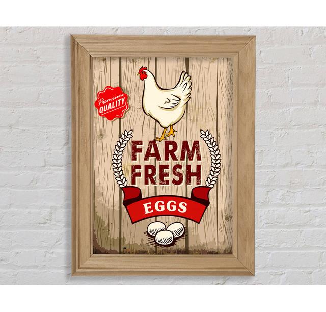 Farm Fresh Eggs - Print August Grove Format: Natural Framed Paper, Size: 141.4cm H x 100cm W x 8cm D on Productcaster.