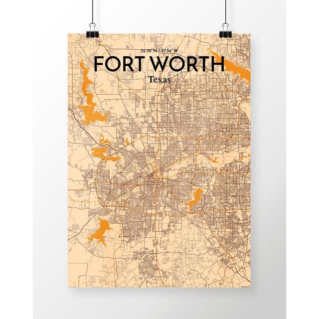 Fort Worth City Map - Unframed Graphic Art Print on Paper East Urban Home Size: 43.2cm H x 27.9cm W x 0.13cm D on Productcaster.