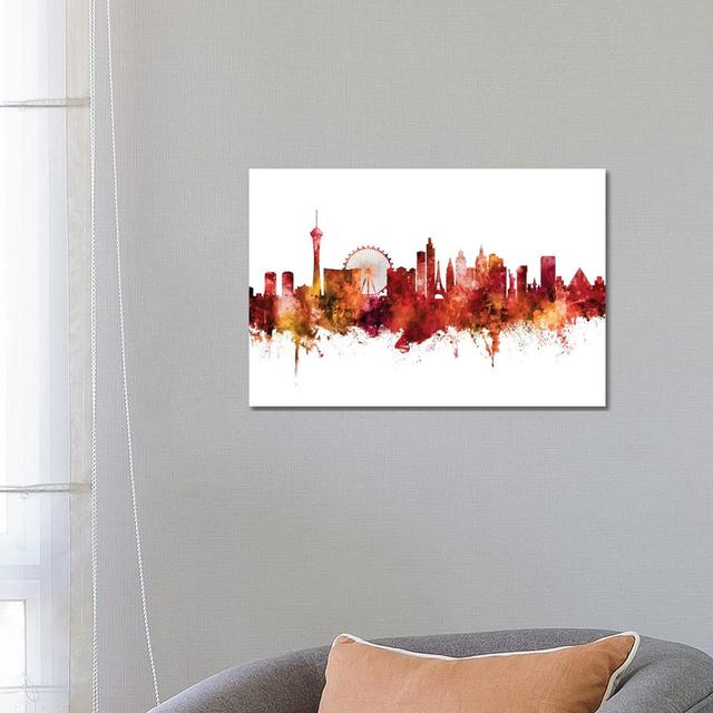 Las Vegas Nevada Skyline Red by Michael Tompsett - Wrapped Canvas Print Latitude Run Size: 45.72cm H x 66.04cm W x 1.905cm D on Productcaster.