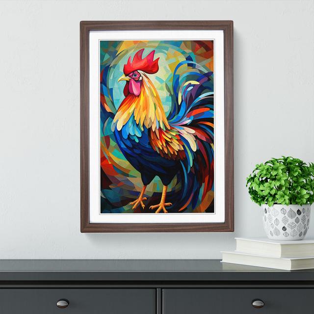 Rooster Orphism Big Box Art Size: 34cm H x 25cm W x 2cm D, Frame Colour: Walnut on Productcaster.