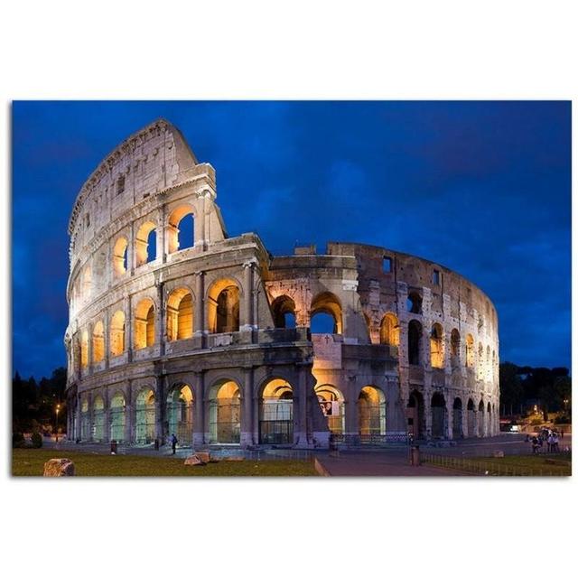 Colosseum at Night - Wrapped Canvas Panting Print Latitude Run Size: 70cm H x 100cm W on Productcaster.