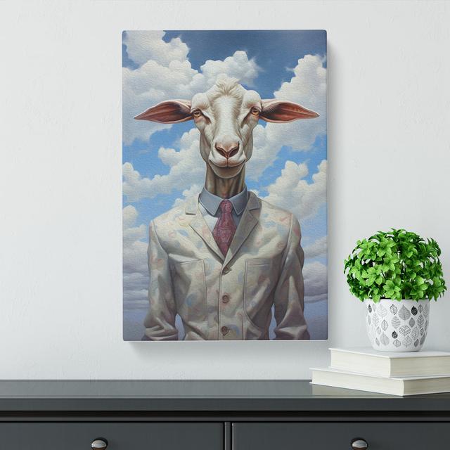 Goat Dadaism Art Happy Larry Size: 60cm H x 40cm W x 3cm D on Productcaster.