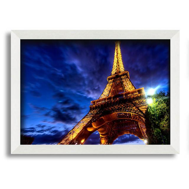 Fleurance Eiffel Tower Golden Blues - Single Picture Frame Art Prints Latitude Run Size: 21cm H x 29.7cm W x 10cm D on Productcaster.