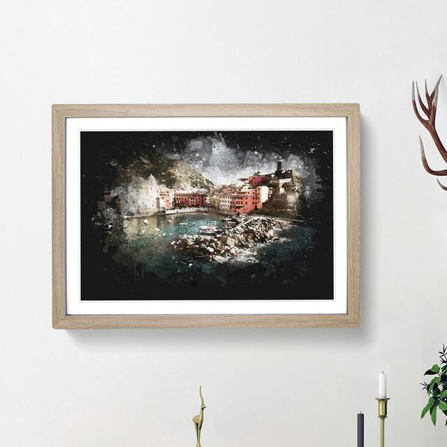 Boats in Vernazza Italy - Picture Frame Painting Print East Urban Home Frame Option: Oak Framed, Size: 62cm H x 87cm W x 2cm D on Productcaster.