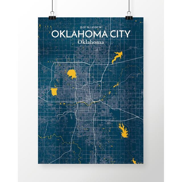 Oklahoma City Map - Unframed Graphic Art Print on Paper East Urban Home Size: 91.4cm H x 61cm W x 0.13cm D on Productcaster.