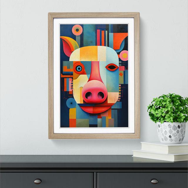 Pig Constructivism No.2 Big Box Art Frame Colour: Oak, Size: 46cm H x 34cm W x 2cm D on Productcaster.