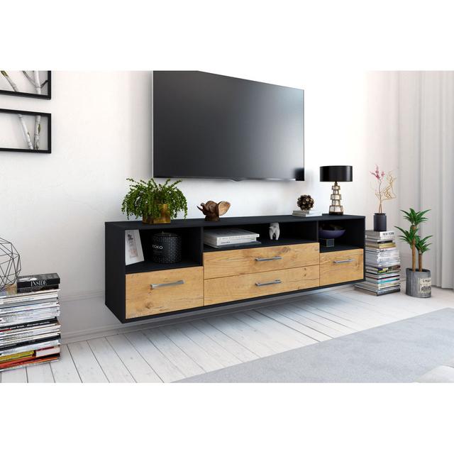 Baadur TV stand, color: cedar/anthracite, flying/metal handles, size: 180 x 49 x 35cm Brayden Studio Colour: Oak/Anthracite on Productcaster.