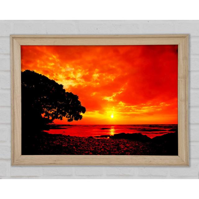 Atemberaubender orangefarbener Himmel über dem Meer Gerahmter Druck Haus am Meer Größe: 84,1 cm H x 118,9 cm B x 1,5 cm T on Productcaster.