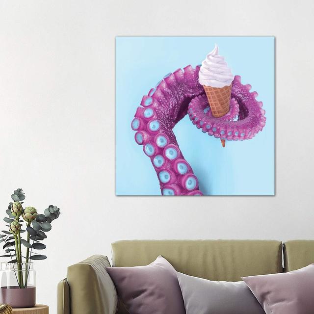 Octopus Ice Cream by Paul Fuentes - Graphic Art Print on Canvas Maturi Size: 30.48cm H x 30.48cm W x 1.91cm D, Frame Option: No Framed on Productcaster.