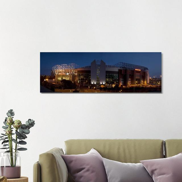 Football Stadium Lit Up At Night, Old Trafford, Greater Manchester, England - Wrapped Canvas Panoramic Print Brayden Studio Size: 40.64cm H x 121.92cm on Productcaster.