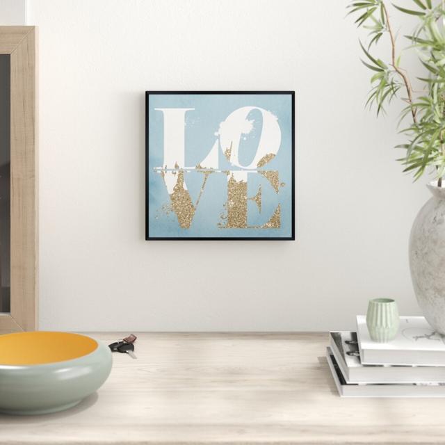 Love Light Blue and Gold by Oliver Gal - Typography Print East Urban Home Size: 91cm H x 91cm W x 4cm D, Format: Wrapped Canvas on Productcaster.