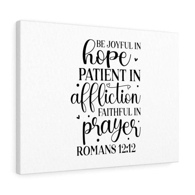 Faithful in Prayer Romans 12:12 - Wrapped Canvas Typography Blue Elephant Size: 30cm H x 41cm W on Productcaster.