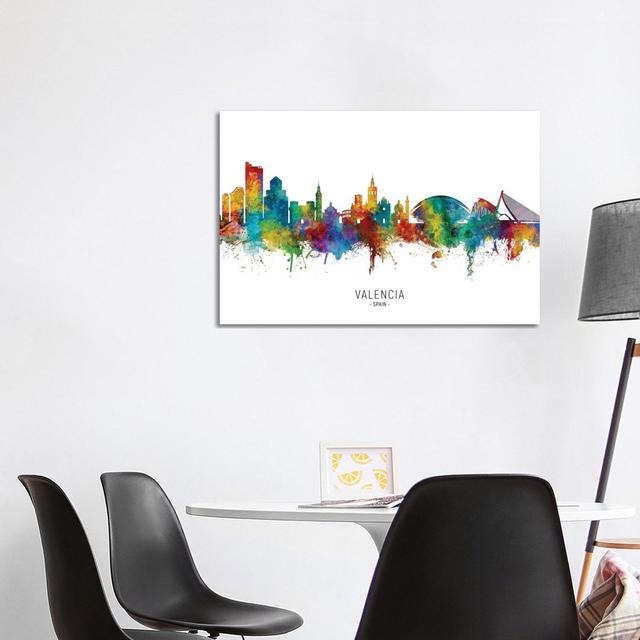 Valencia Spain Skyline by Michael Tompsett - Wrapped Canvas Graphic Art Latitude Run Size: 66.04cm H x 101.6cm W x 3.81cm D on Productcaster.