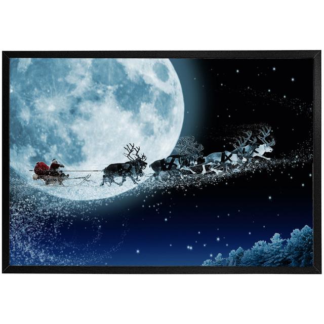 Vasbinder Magic Santa's Sleigh - Single Picture Frame Art Prints The Seasonal Aisle Frame Colour: Black, Size: 31cm H x 46cm W x 4cm D on Productcaster.