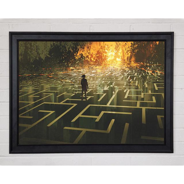 Standing On A Maze Framed Print Ivy Bronx Size: 42cm H x 59.7cm W x 1.5cm D on Productcaster.