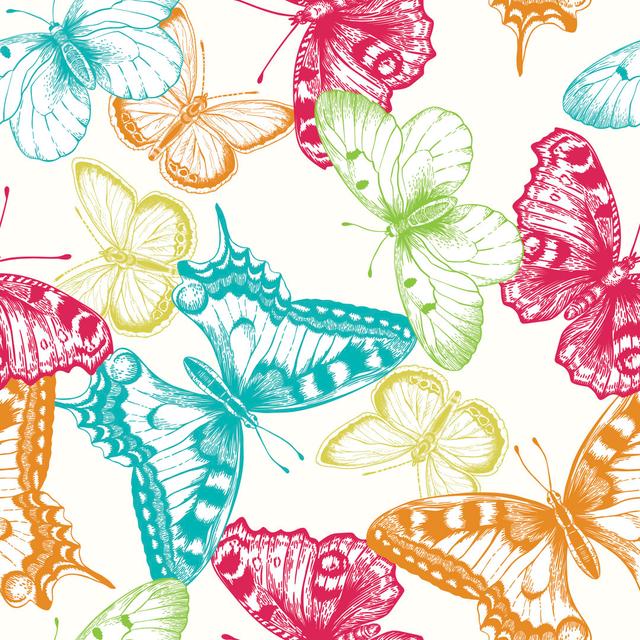 Clematite Butterflies by Nata_Slavetskaya - Print Brambly Cottage Size: 122cm H x 122cm W x 3.8cm D on Productcaster.