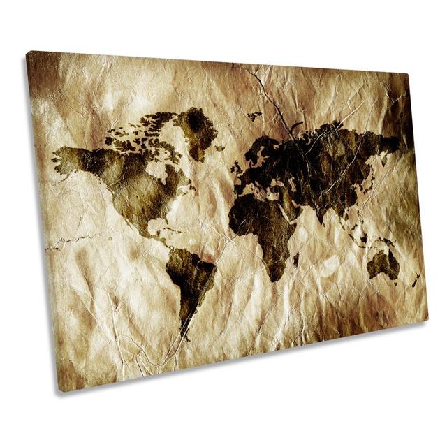 Map Of The World Grunge Design CANVAS WALL ART Box Framed Williston Forge Size: 50.8cm H x 76.2cm W x 2cm D on Productcaster.