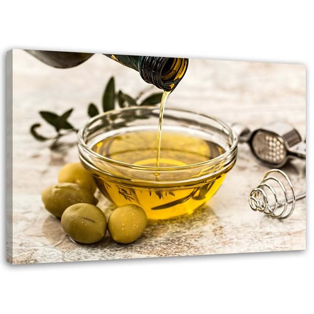 Olive Oil and Olives - Wrapped Canvas Panting Print Latitude Run Size: 80cm H x 120cm W x 3cm D, Format: Canvas on Productcaster.